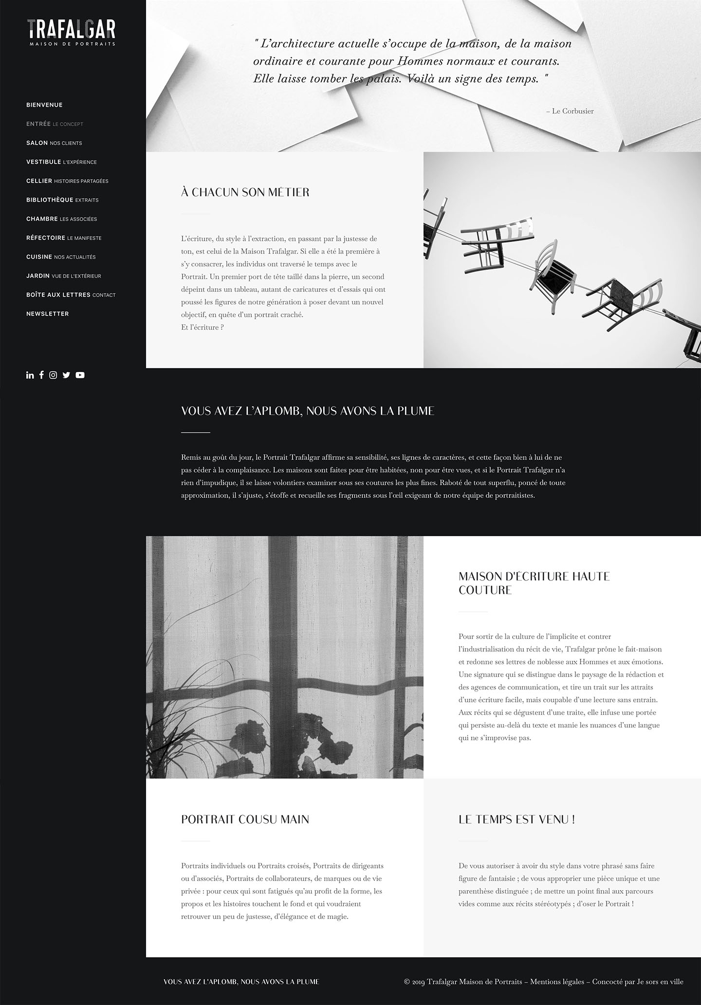 Site web sur mesure Maison de portraits Trafalgar